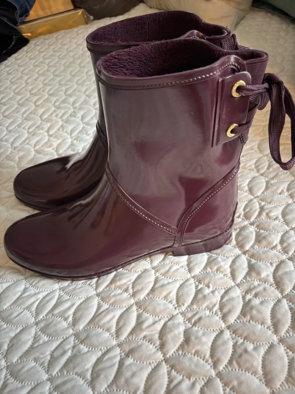 Michael Kors Plum Rain/Snow Boots size 10 EUC